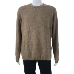 Ferrante Mens Wool Pullover Sweater Crew Neck Beige Long Sleeve Size IT 54